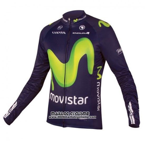 2016 Maillot Ciclismo Movistar Vert et Bleu Manches Longues et Cuissard